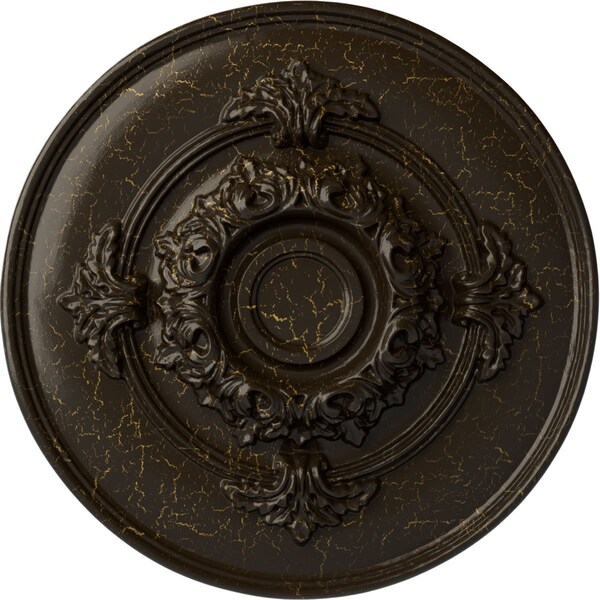 Ekena Millwork Monique Ceiling Medallion (Fits Canopies up to 3 3/4"), 13 3/4"OD x 1"P, Stone Hearth Crackle CM13MOSHC - main